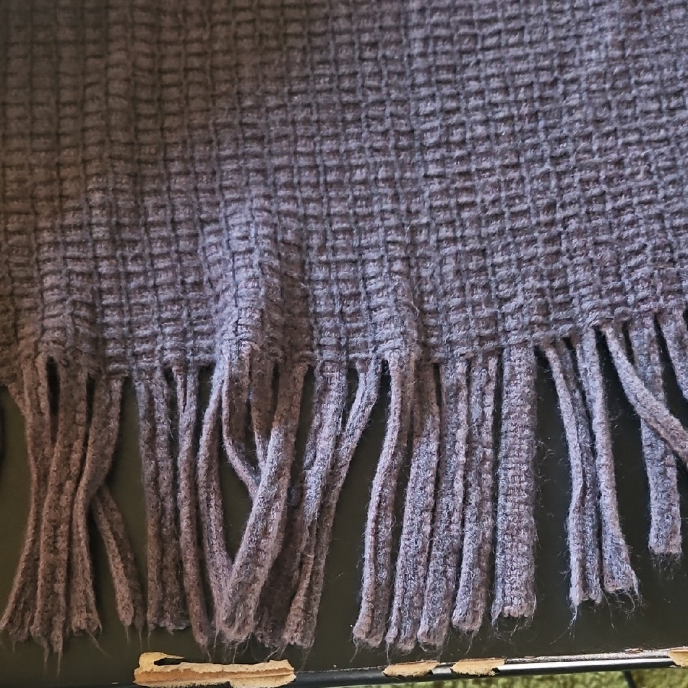 Fringed Waffle Knit Scarf